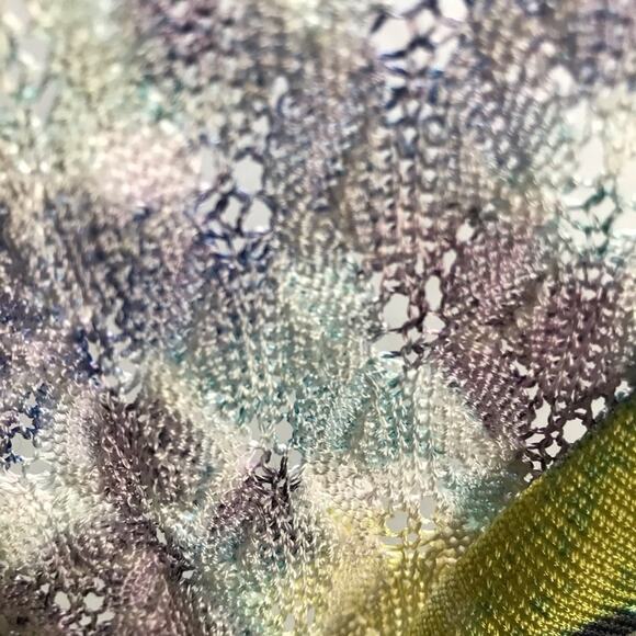 St John womens M abstract floral button up open knit cardigan ruffles cotton - Picture 12 of 12